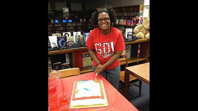 IMG 1352-Nicka-Grimes-CMS-Teacher-of-the-Year-presented-gift-and-cake-from-PTA-on-Nov.-12