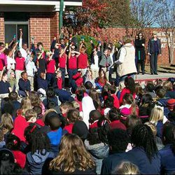 Newton County Theme School raises blue ribbon flag - The Covington News