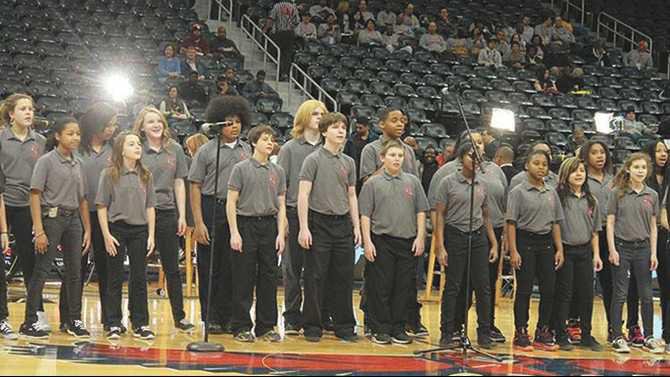Cousins-Cheerleaders-singing-at-Hawks-pre-game