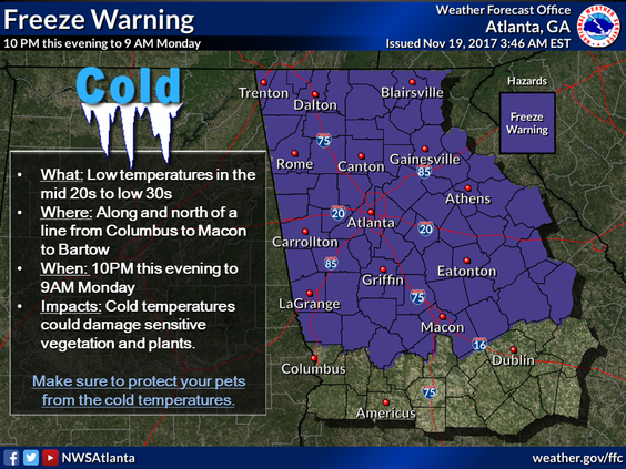 Freeze Warning Issued