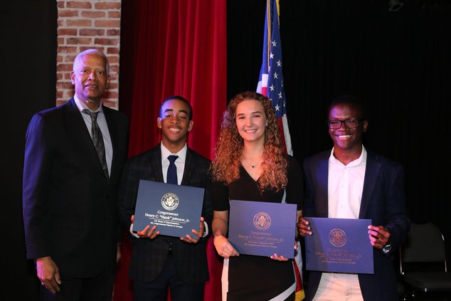 Johnson with students