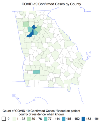 COVID-19 cases in Georgia as of 7 p.m. Tuesday, March 24, 2020