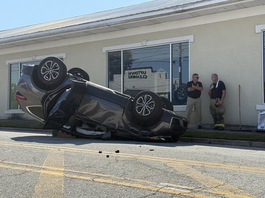 Car overturned in Usher Street collision