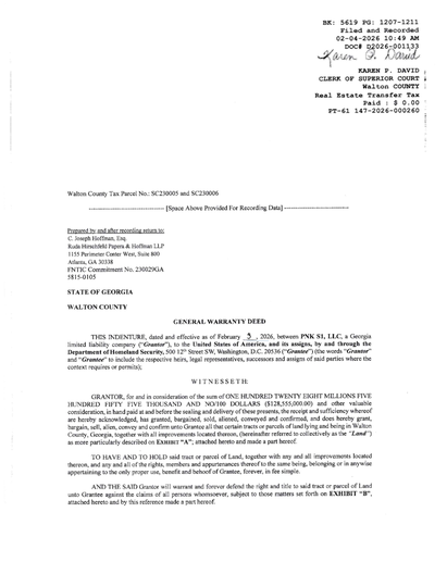 Feds paid over $128.5 million for new Social Circle ICE facility, deed shows