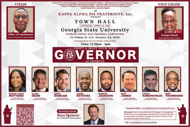 Kappa Alpha Psi Fraternity, Inc. to host Georgia Gubernatorial Town Hall Forum