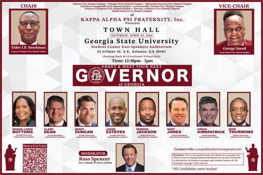 Kappa Alpha Psi Fraternity, Inc. to host Georgia Gubernatorial Town Hall Forum